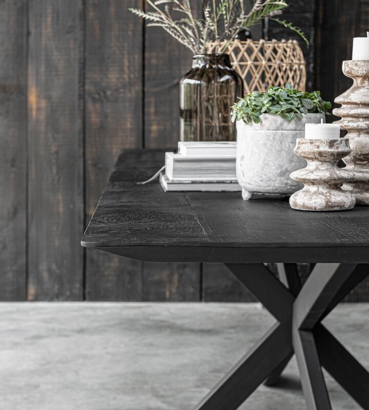 DTP Home Eettafel 'Curves' Teakhout, 210 x 100cm, kleur Zwart