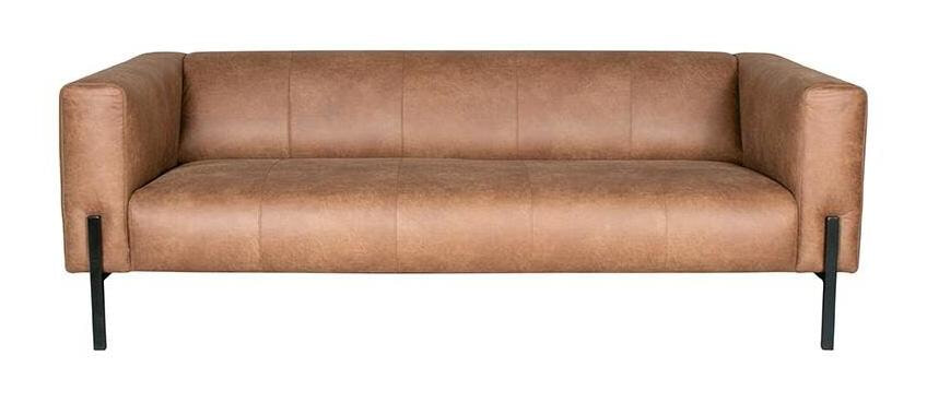 LABEL51 3-zits Bank 'Palermo' Leder, kleur Cognac LABEL51 3-zits Bank 'Palermo' Leder, kleur Cognac