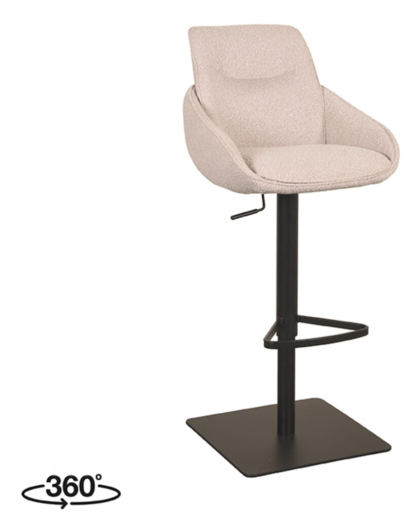 LABEL51 Barkruk 'Beauty' Bouclé, kleur Naturel (zithoogte 56-82cm)