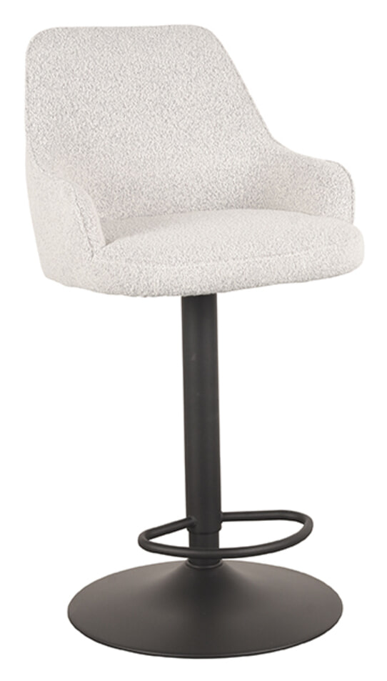 LABEL51 Draaibare Barkruk 'Fender' Bouclé, kleur Wit (zithoogte 64-84cm)