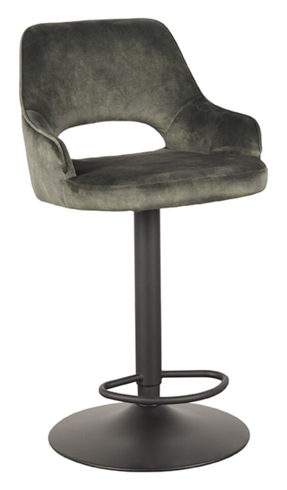 LABEL51 Draaibare Barkruk Fer Velvet - Hunter (zithoogte 64-84cm)