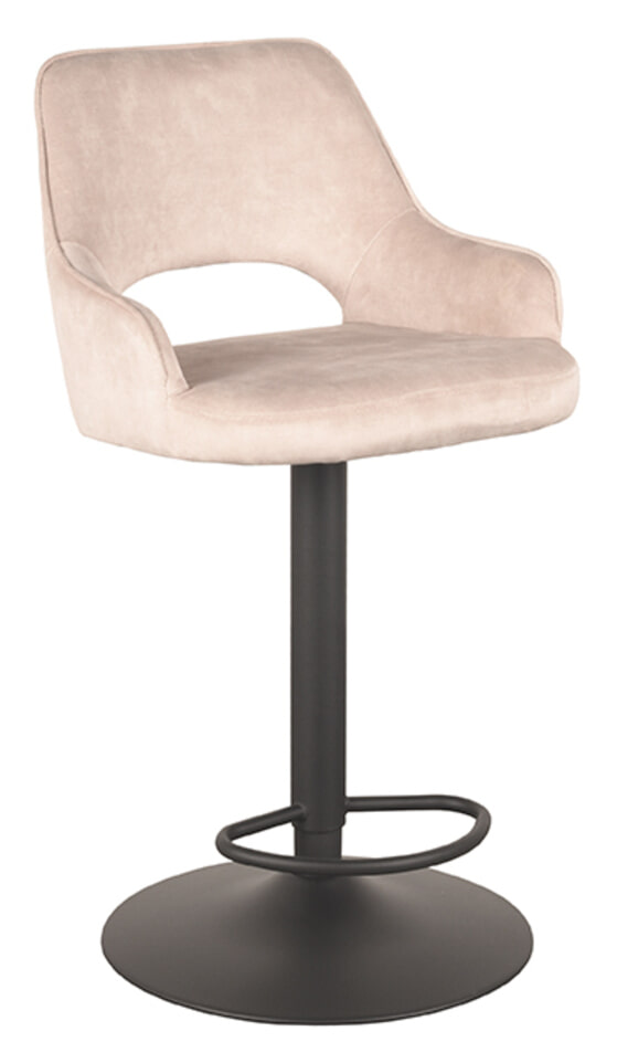 LABEL51 Draaibare Barkruk Fer Velvet - Naturel (zithoogte 64-84cm)