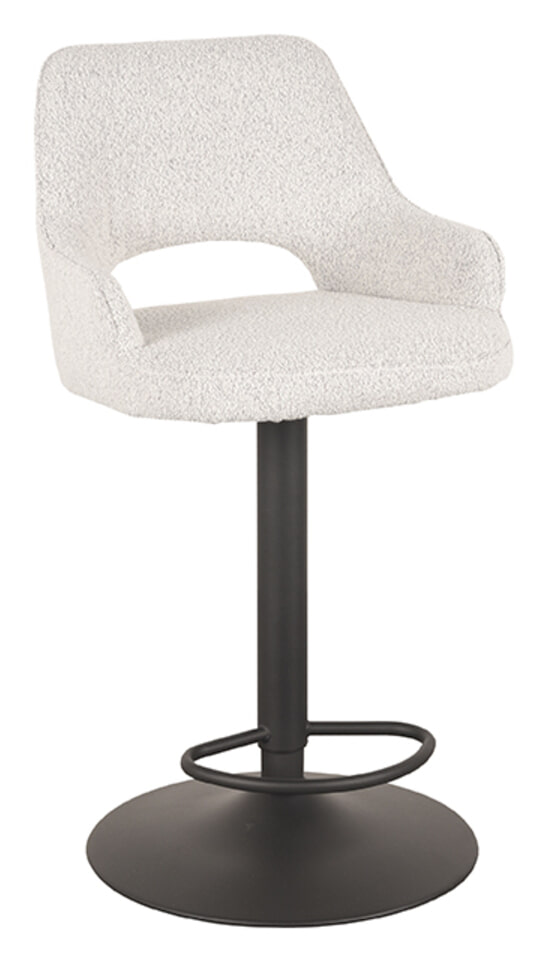 LABEL51 Draaibare Barkruk Fer Bouclé - Wit (zithoogte 64-84cm)