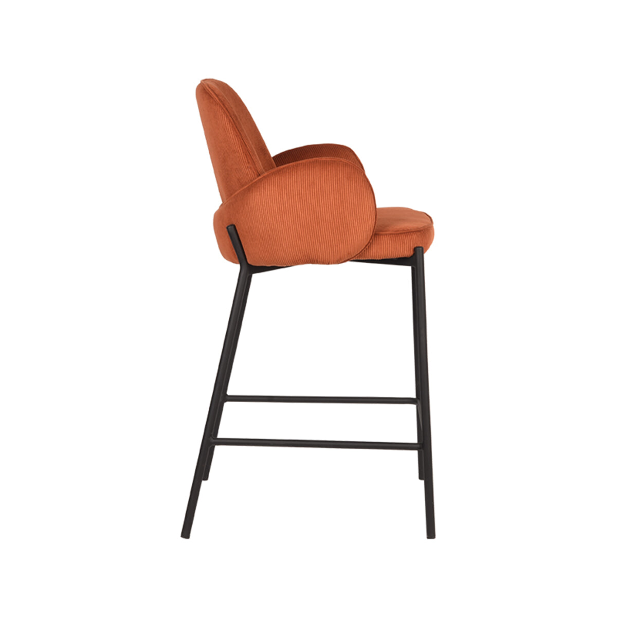 LABEL51 Barkruk 'Jari' Rib, kleur Roest (zithoogte 65cm)