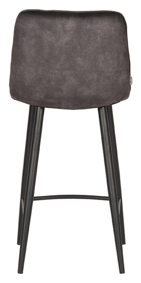 LABEL51 Barkruk 'Jelt' Velvet, kleur Antraciet (zithoogte 65cm)