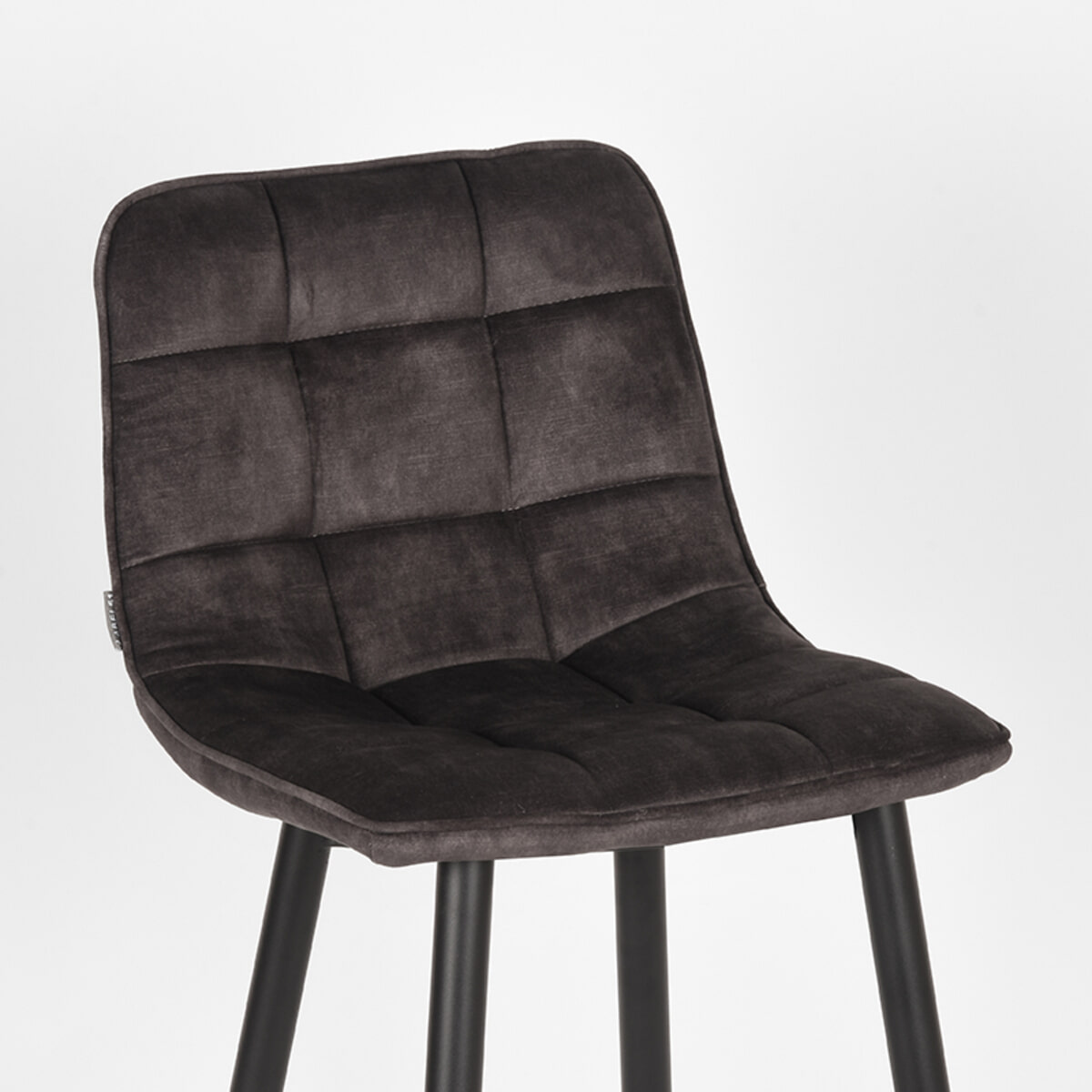 LABEL51 Barkruk 'Jelt' Velvet, kleur Antraciet (zithoogte 65cm)