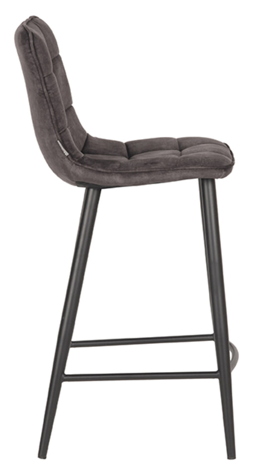 LABEL51 Barkruk 'Jelt' Velvet, kleur Antraciet (zithoogte 65cm)