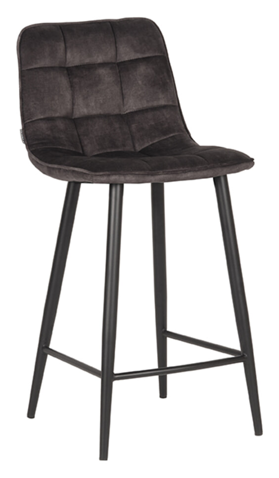 LABEL51 Barkruk 'Jelt' Velvet, kleur Antraciet (zithoogte 65cm)