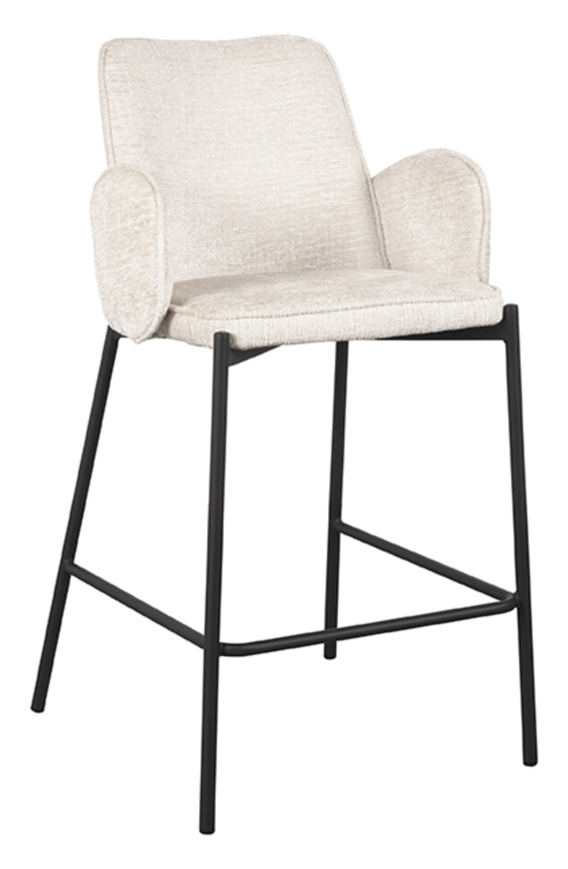 LABEL51 Barkruk Joni Elegance stof - Crème (zithoogte 65cm)