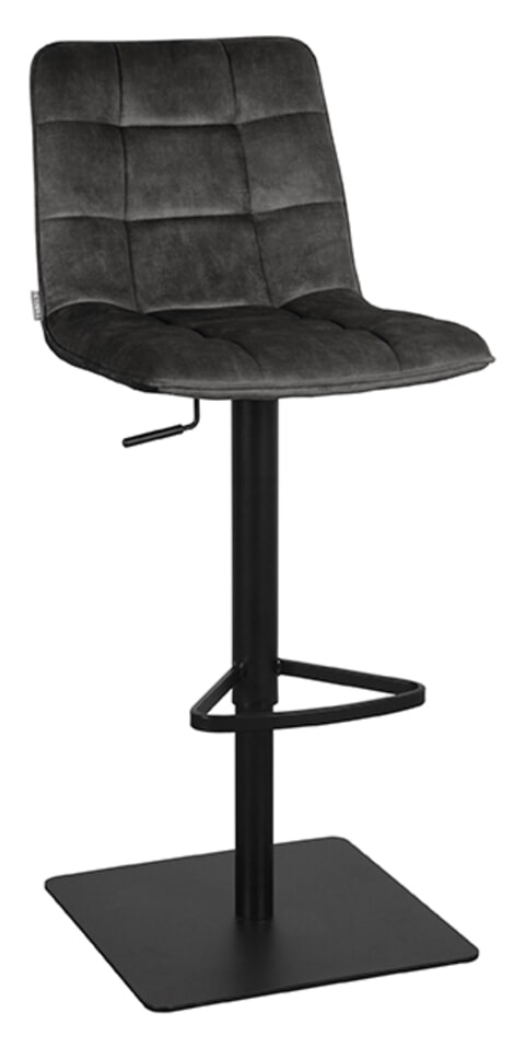LABEL51 Draaibare Barkruk Juul Velvet - Antraciet (zithoogte 55-81cm)