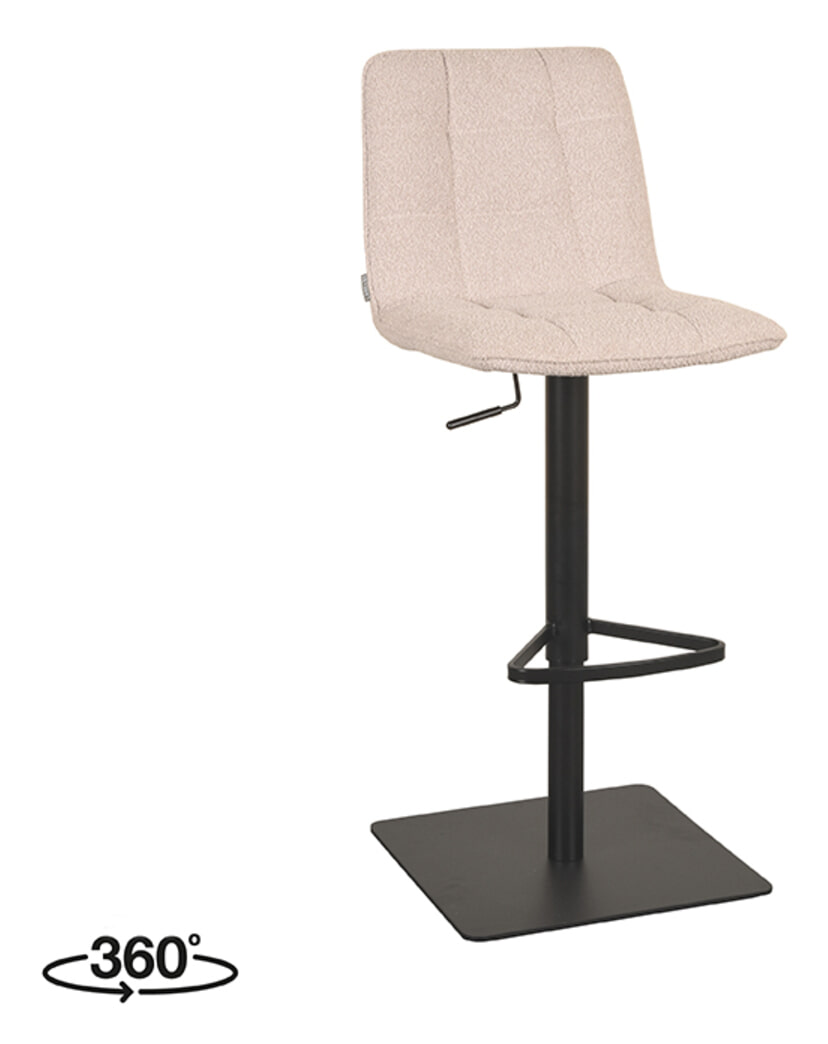 LABEL51 Draaibare Barkruk 'Juul' Bouclé, kleur Naturel (zithoogte 55-81cm)
