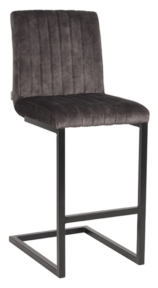 LABEL51 Barkruk 'Milo' Velvet, kleur Antraciet (zithoogte 66cm) LABEL51 Barkruk 'Milo' Velvet, kleur Antraciet (zithoogte 66cm)