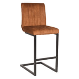 LABEL51 Barkruk 'Milo' Velvet, kleur Oker (zithoogte 66cm)