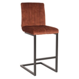 LABEL51 Barkruk 'Milo' Velvet, kleur Roest (zithoogte 66cm)