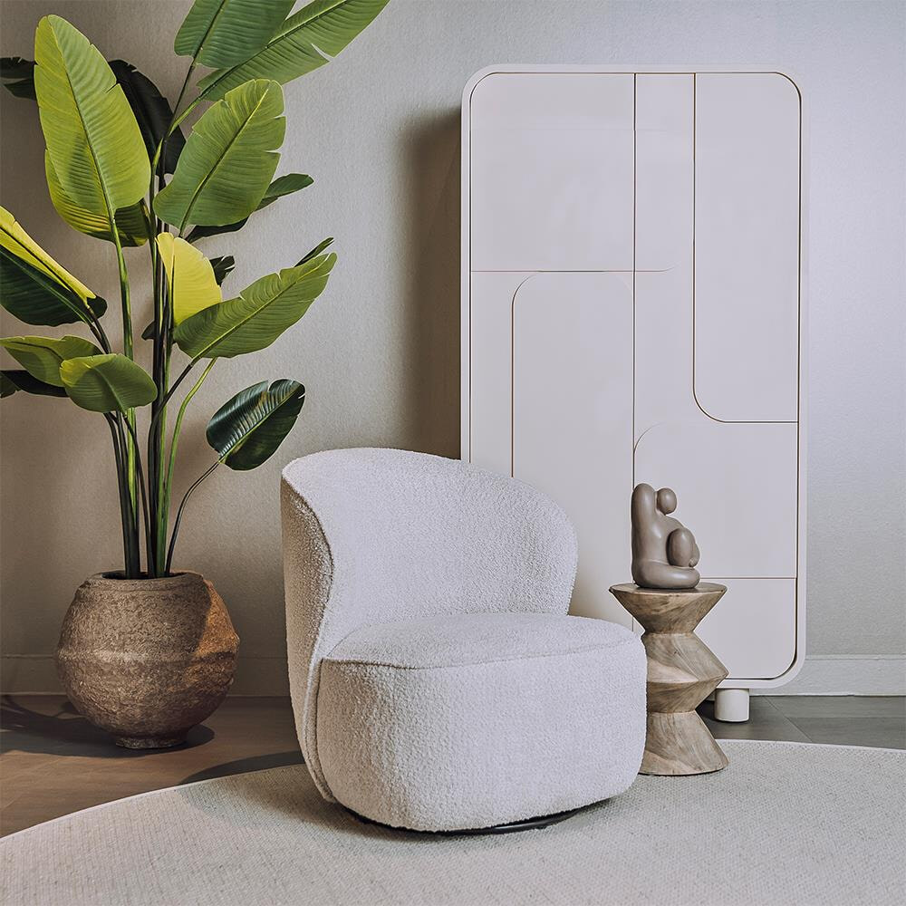 Tower Living Draaifauteuil 'Belvi' Chenille, kleur Crème