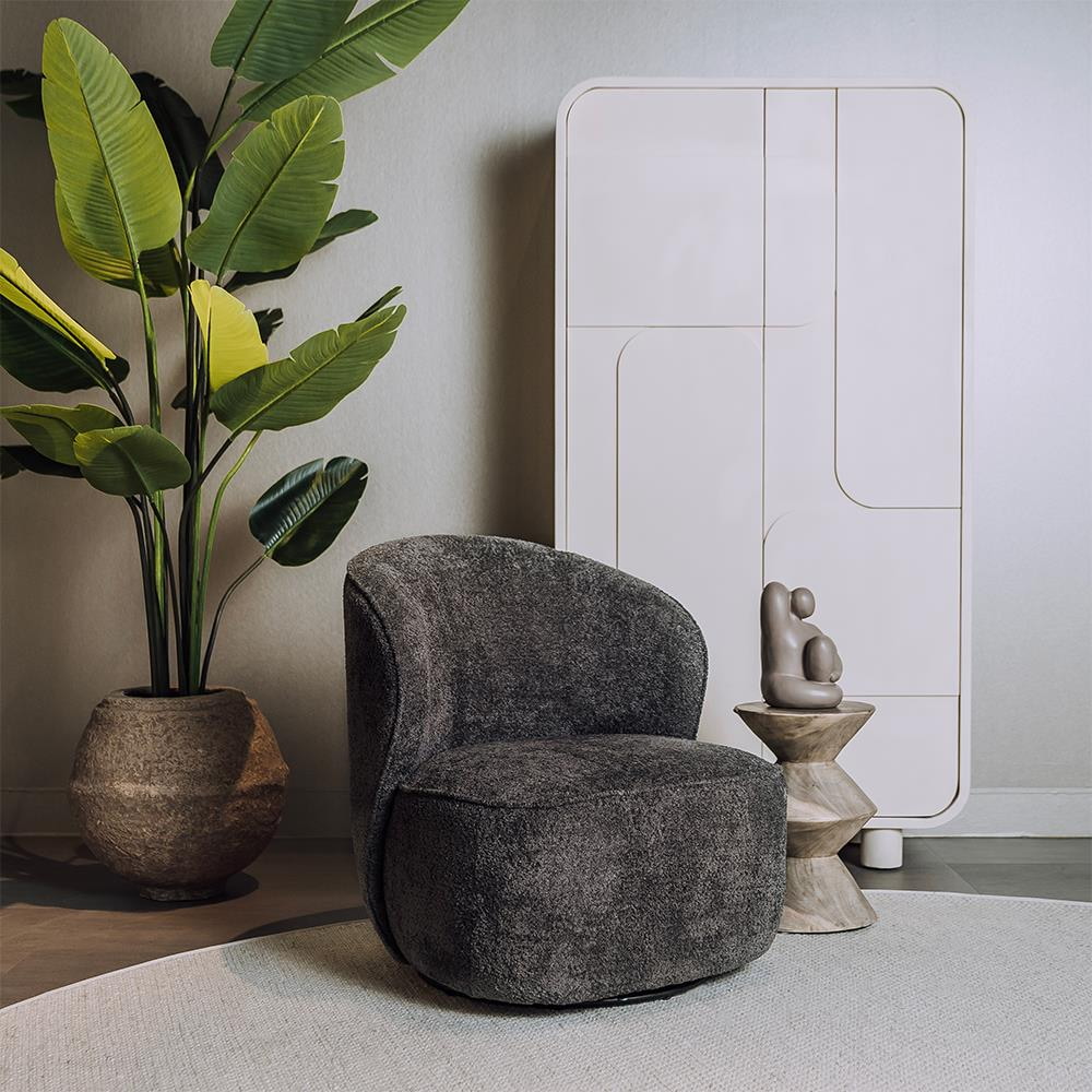 Tower Living Draaifauteuil 'Belvi' Chenille, kleur Donkergrijs