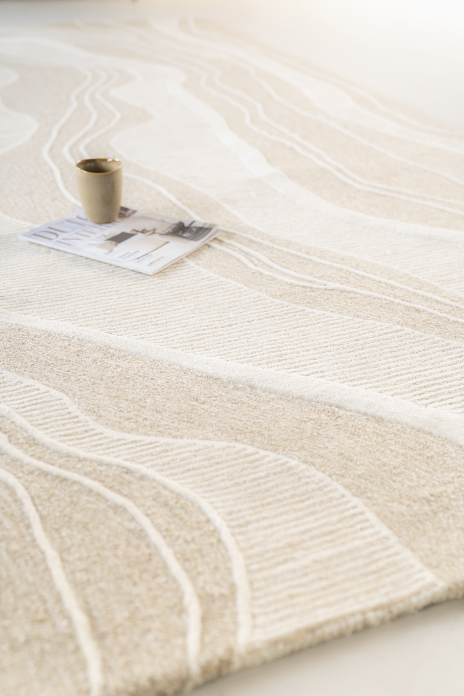 By-Boo Vloerkleed 'Soil' Wol, 190 x 290cm, kleur Beige
