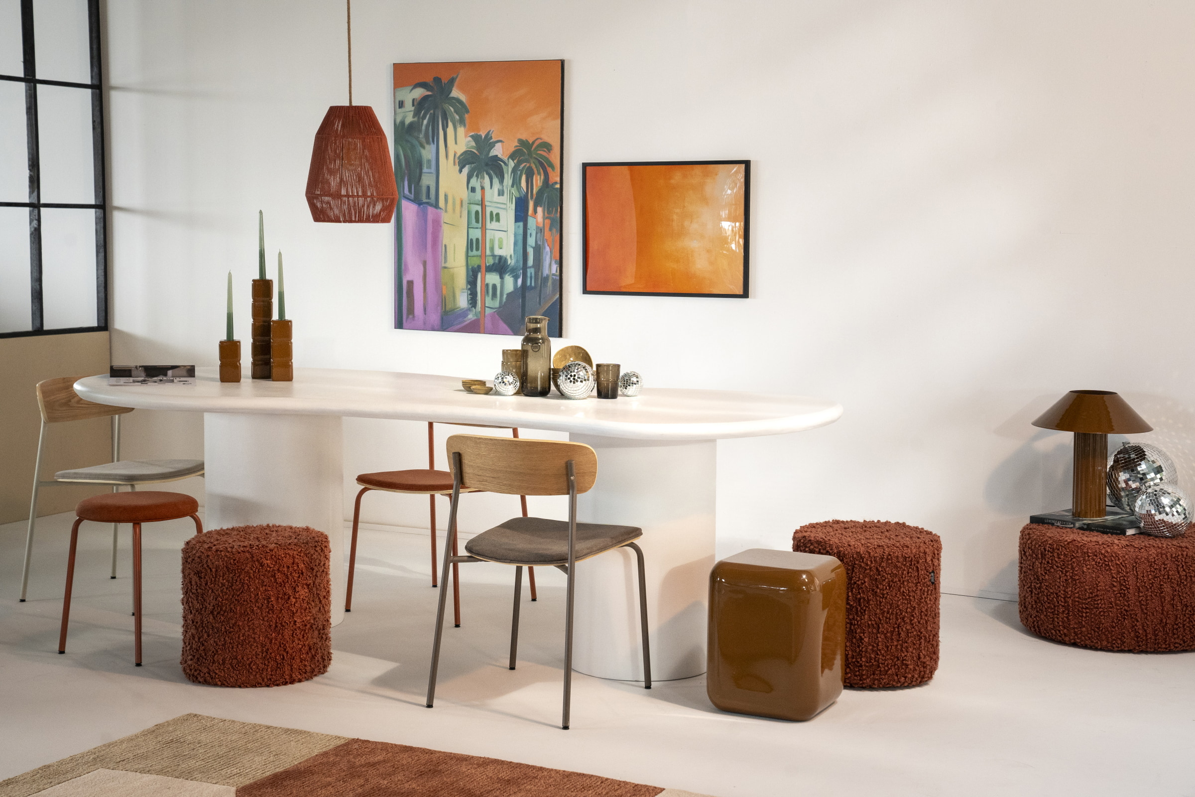 By-Boo Organische Eettafel 'Seki' 250 x 110cm, kleur Wit