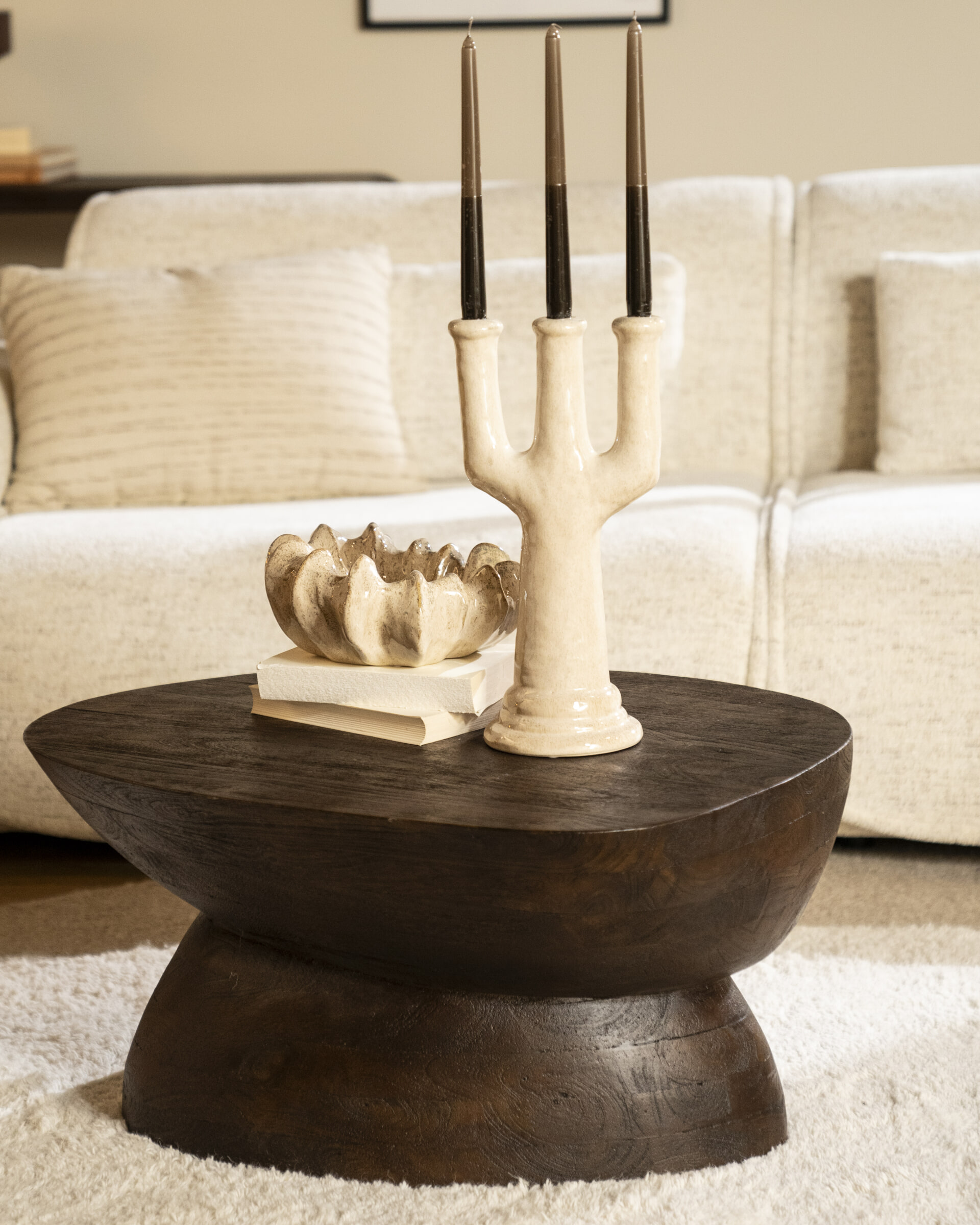 By-Boo Salontafel 'Cobble' Mangohout, 75 x 59cm, kleur Bruin