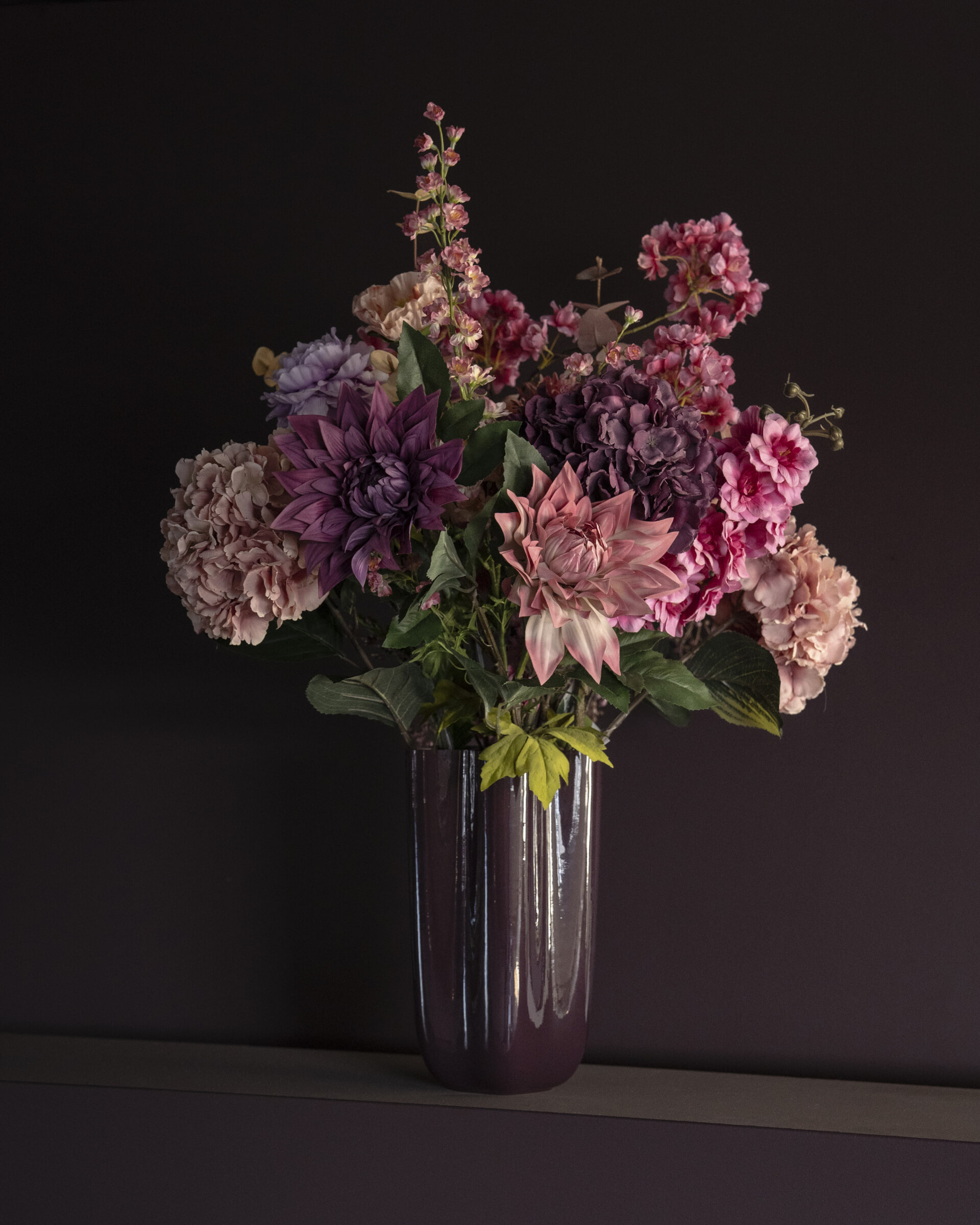 By-Boo Vaas 'Flori' Glas, kleur Plum