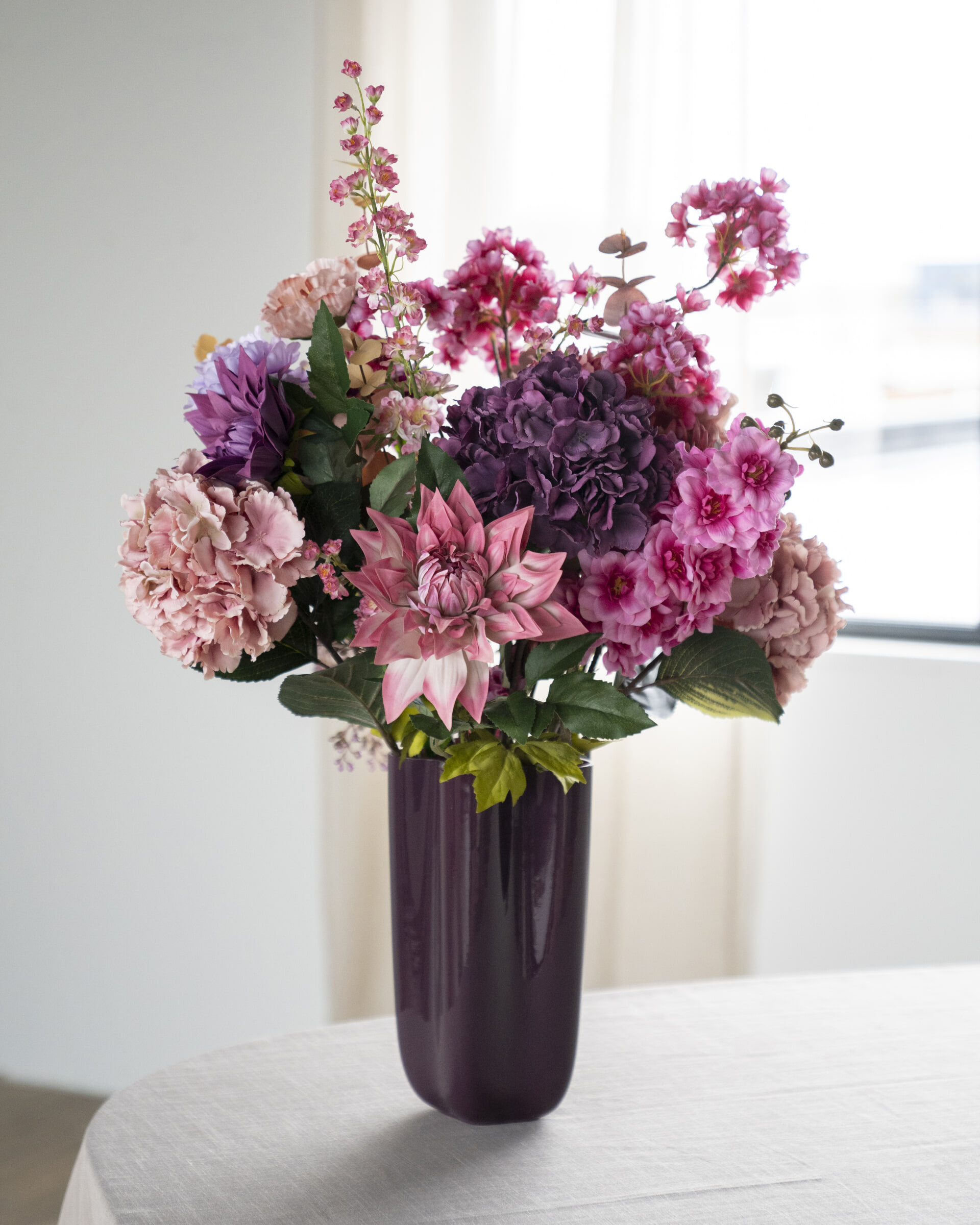 By-Boo Vaas 'Flori' Glas, kleur Plum