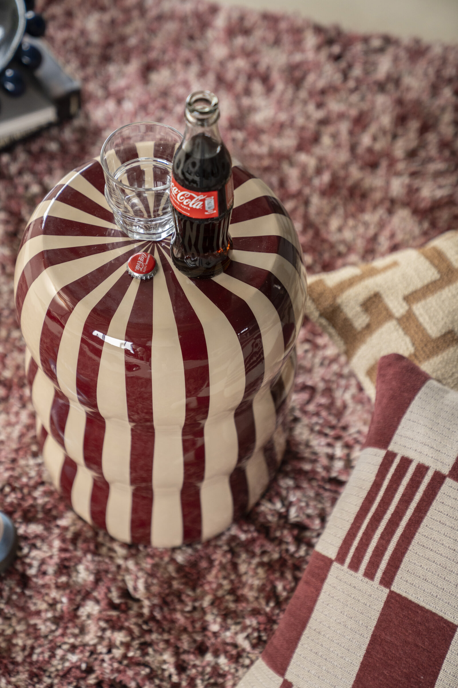 By-Boo Bijzettafel 'Candice' 28cm, kleur Beige/Burgundy