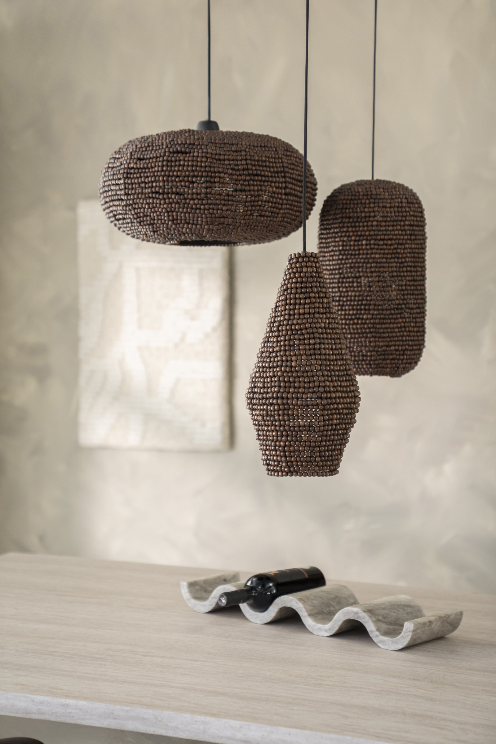 By-Boo Hanglamp 'Shanga' Houten kralen, 22cm