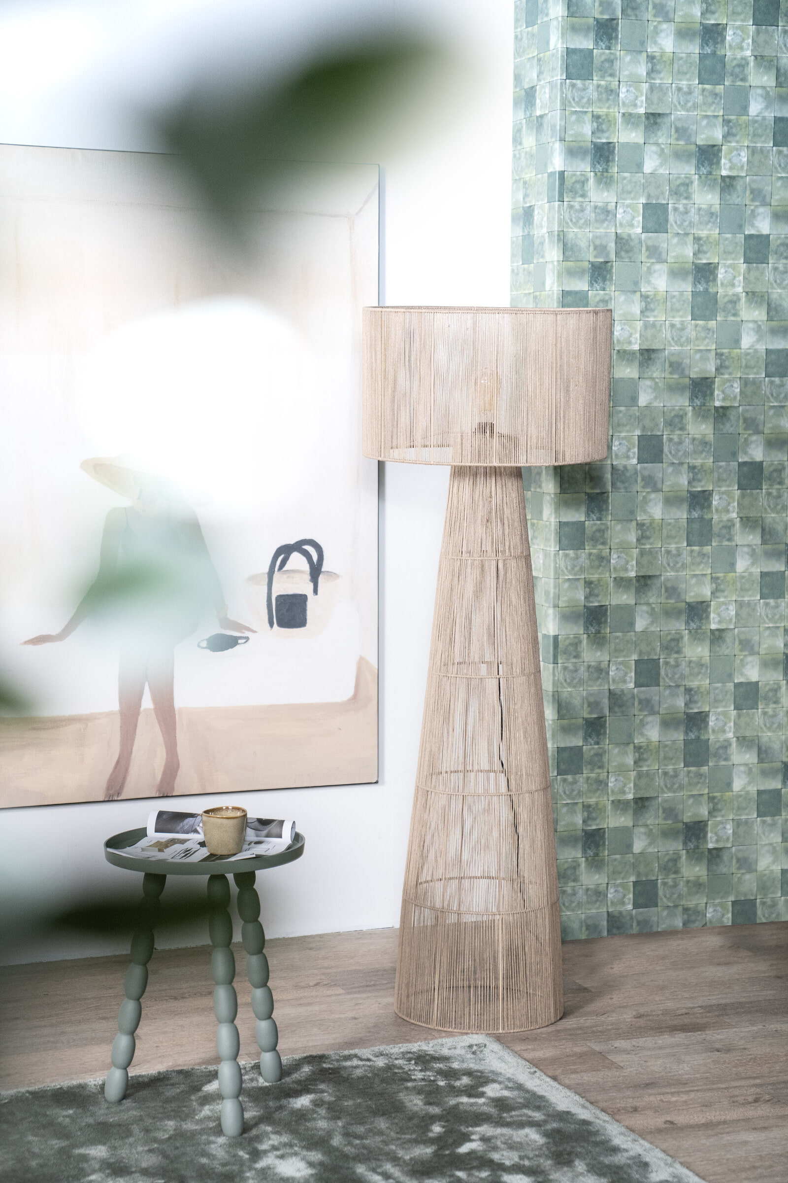By-Boo Vloerlamp 'Oshu' Jute, 146cm hoog