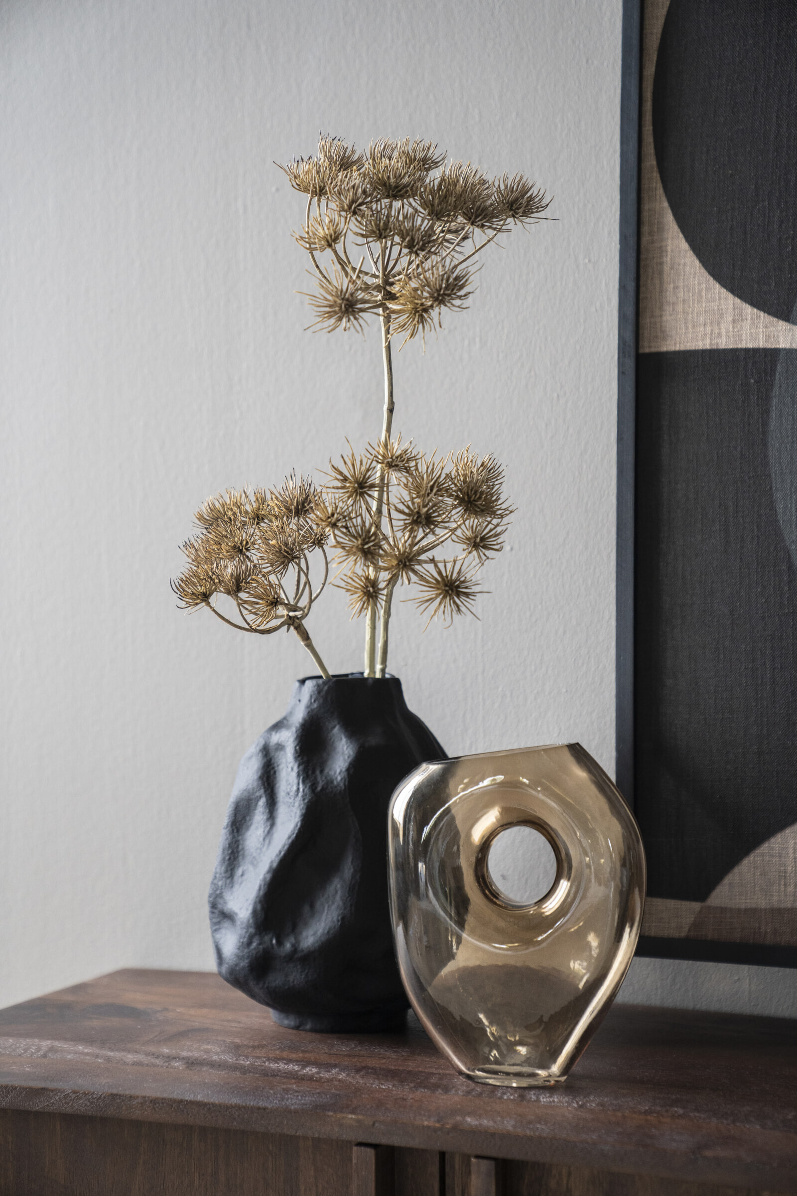 By-Boo Vaas 'Dent' 27cm hoog, kleur Zwart