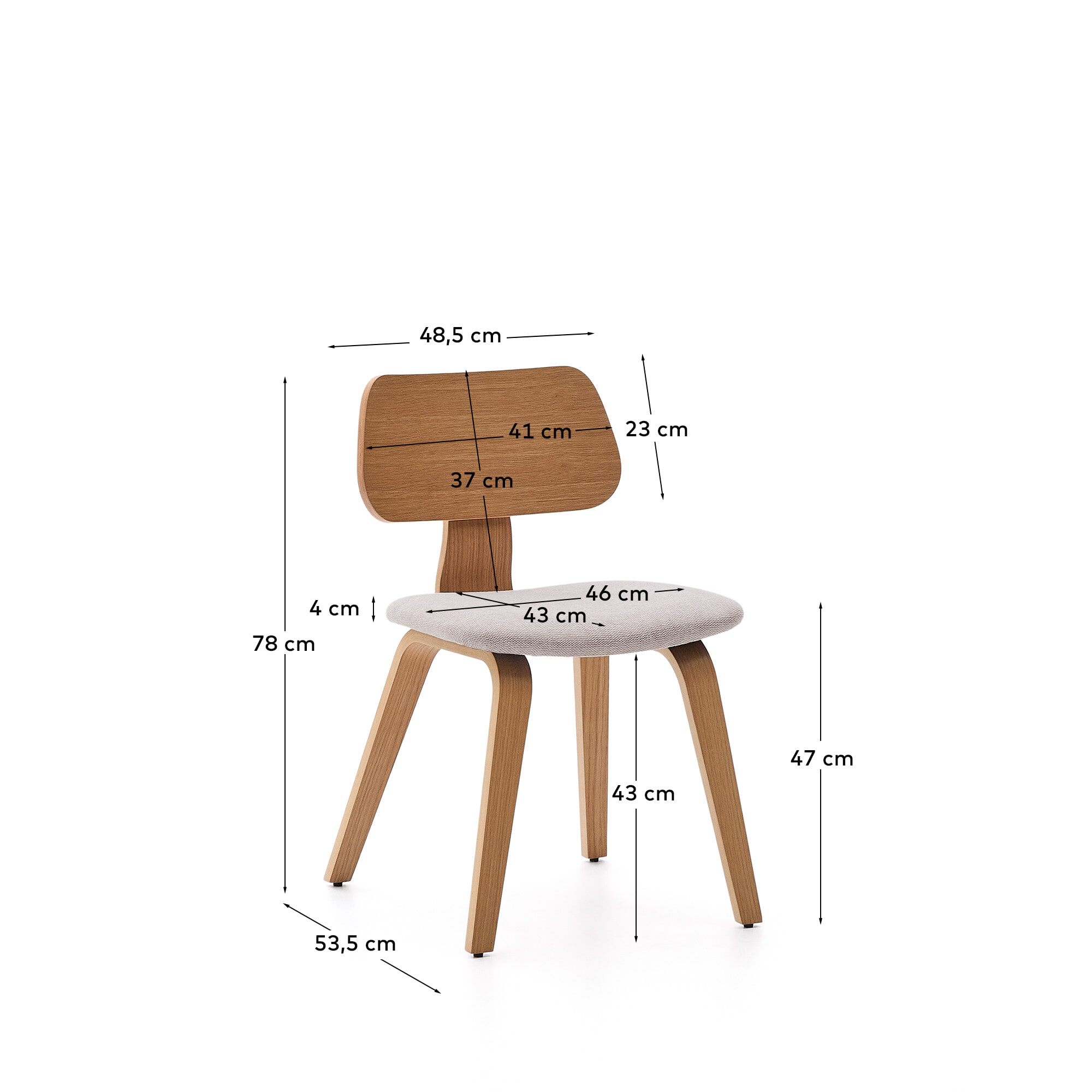 Kave Home Eetkamerstoel 'Gena' Eiken en rubberhout, kleur Beige