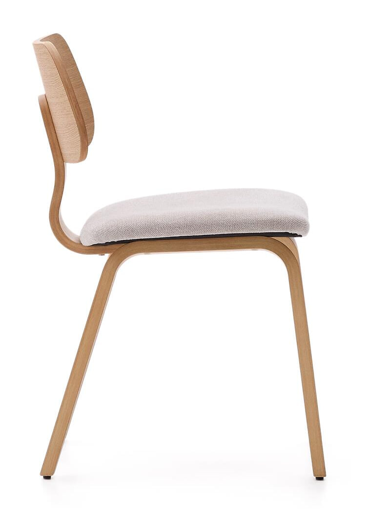 Kave Home Eetkamerstoel 'Gena' Eiken en rubberhout, kleur Beige