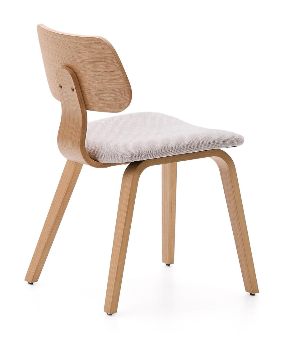 Kave Home Eetkamerstoel 'Gena' Eiken en rubberhout, kleur Beige