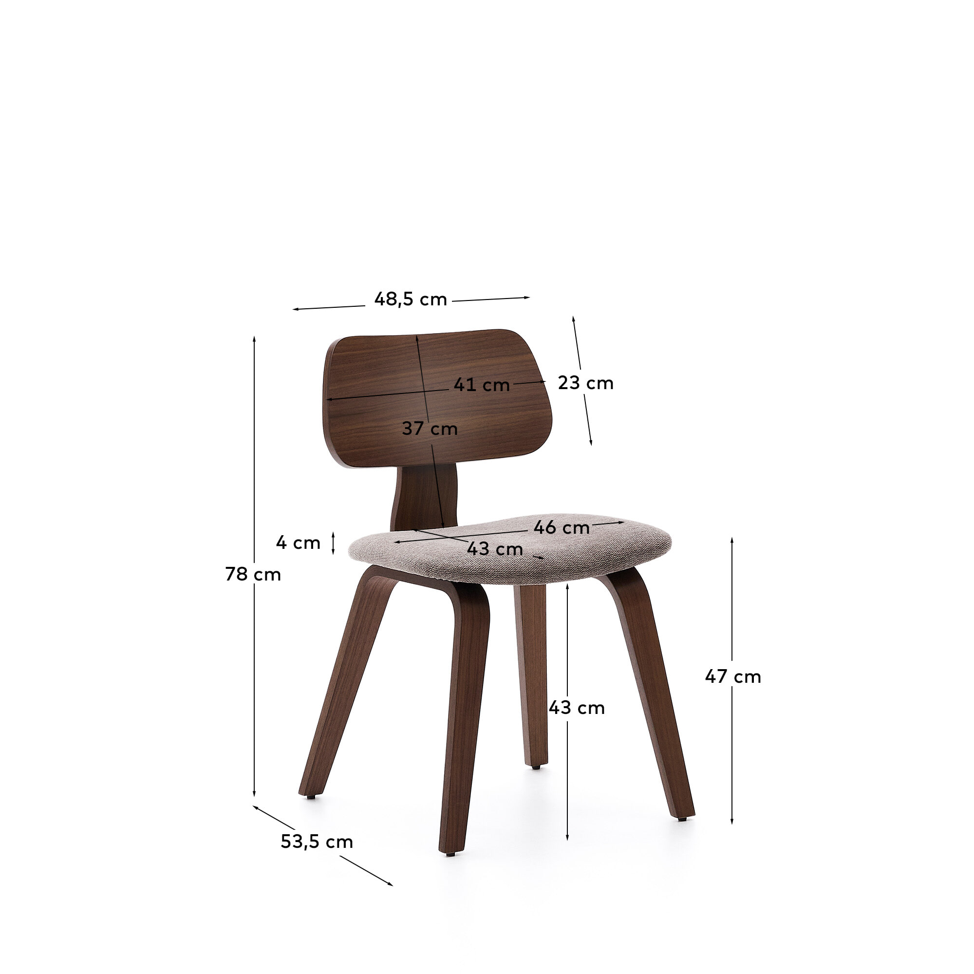 Kave Home Eetkamerstoel 'Gena' Walnoot en rubberhout, kleur Beige
