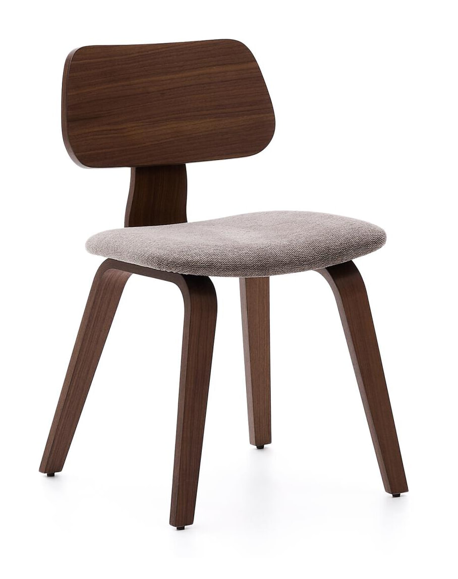 Kave Home Eetkamerstoel Gena Walnoot en rubberhout - Beige