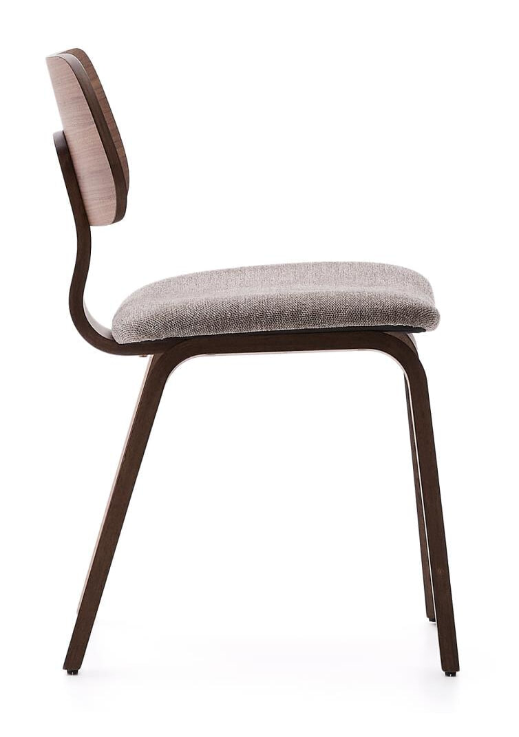 Kave Home Eetkamerstoel 'Gena' Walnoot en rubberhout, kleur Beige