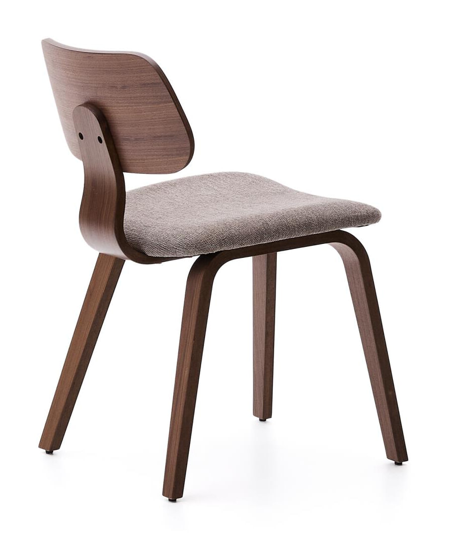 Kave Home Eetkamerstoel 'Gena' Walnoot en rubberhout, kleur Beige