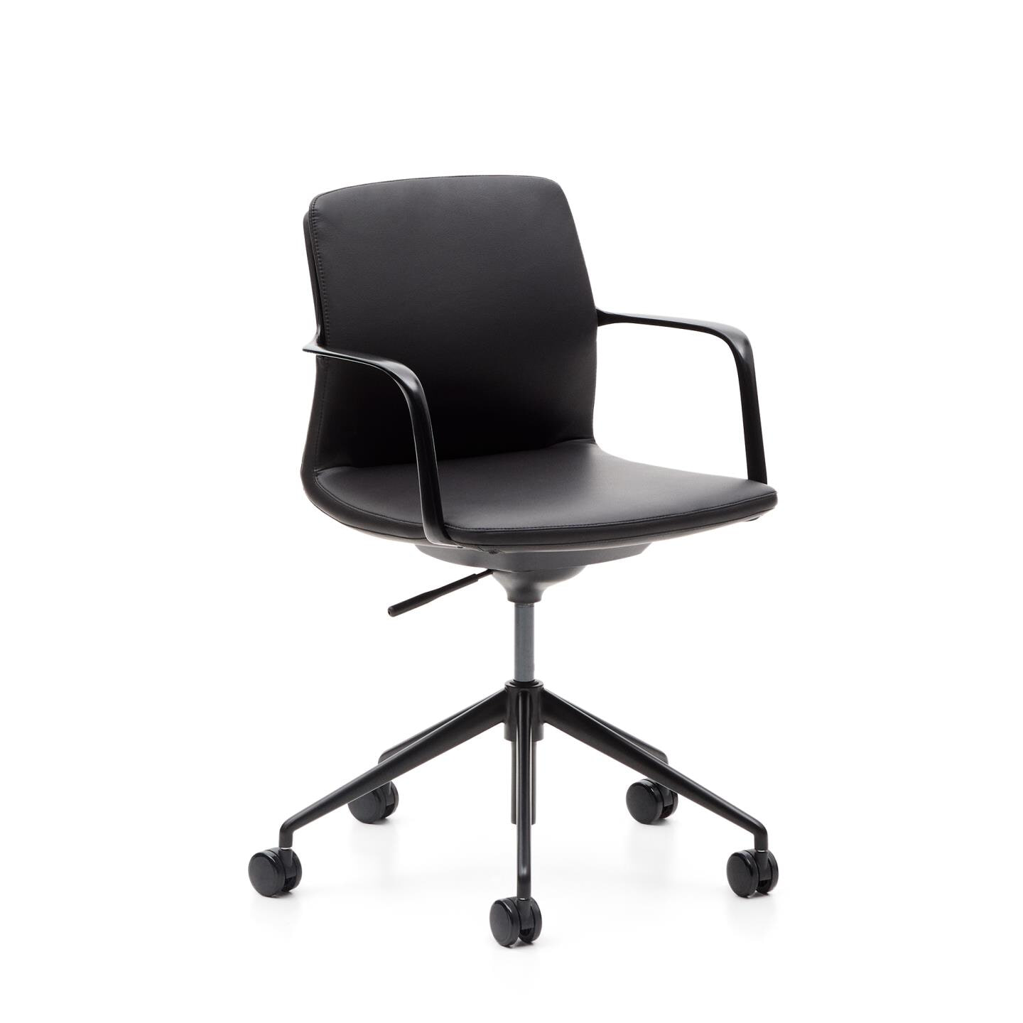 Kave Home Bureaustoel Nerlan Lederlook - Zwart