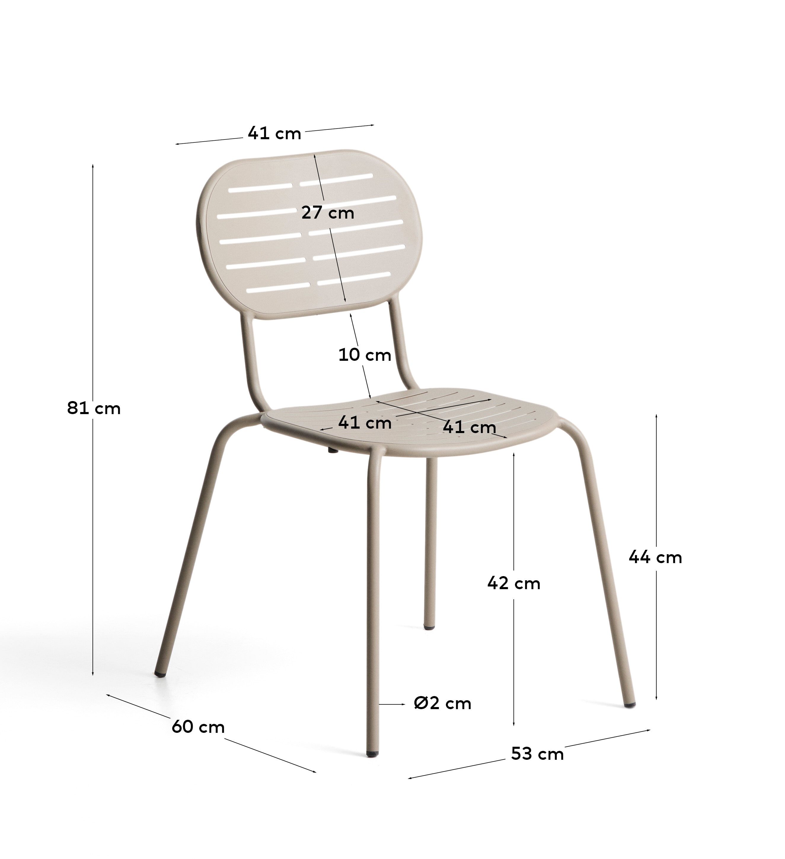 Kave Home Tuinstoel 'Brai' Staal, kleur Beige