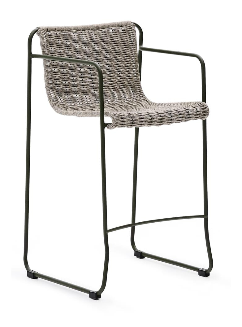 Kave Home Outdoor Barkruk 'Maurina' Handgeweven touw en staal (zithoogte 65cm)
