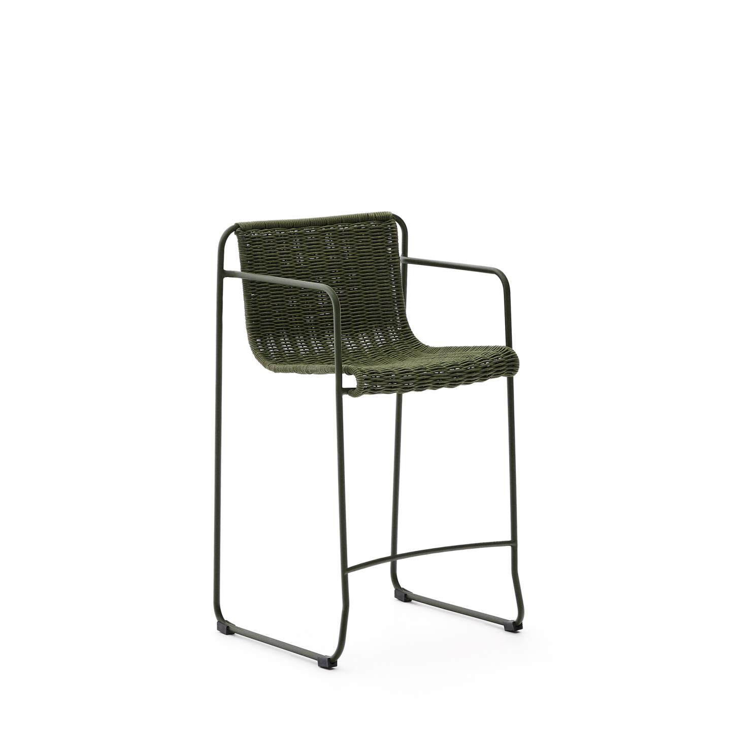 Kave Home Outdoor Barkruk Maurina Touw en staal - Groen (zithoogte 65cm)