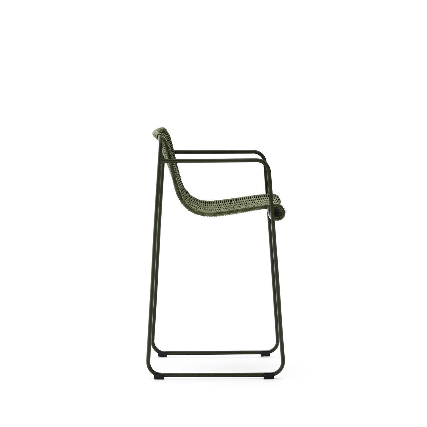 Kave Home Outdoor Barkruk 'Maurina' Touw en staal, kleur Groen (zithoogte 65cm)
