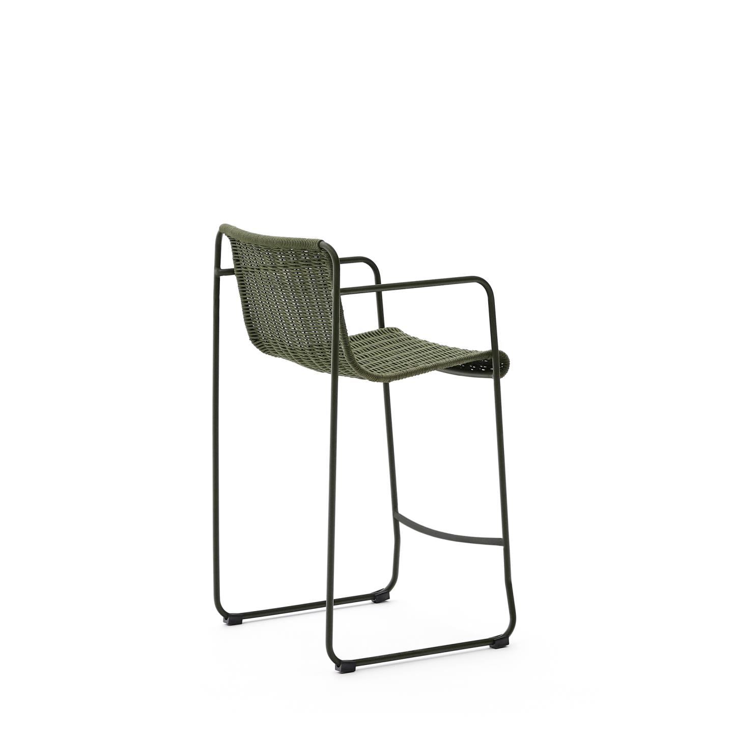 Kave Home Outdoor Barkruk 'Maurina' Touw en staal, kleur Groen (zithoogte 65cm)