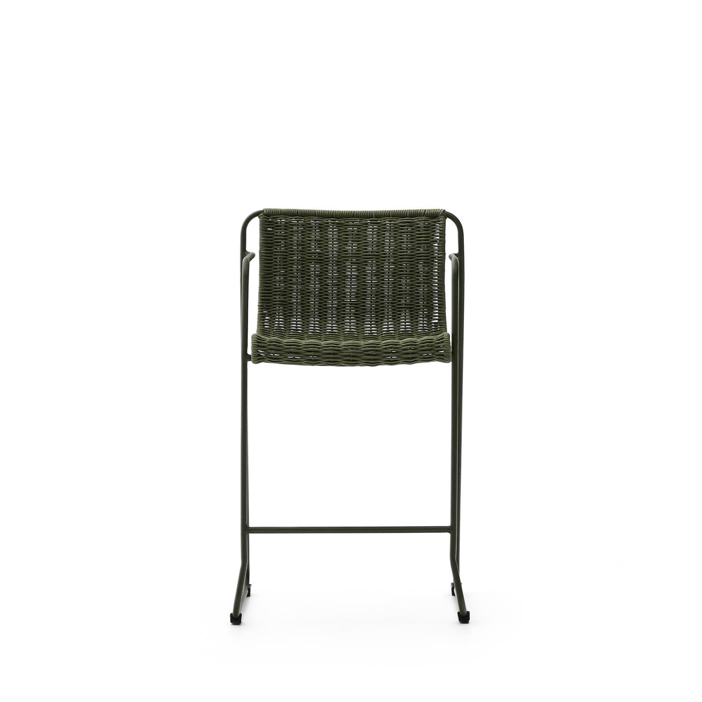 Kave Home Outdoor Barkruk 'Maurina' Touw en staal, kleur Groen (zithoogte 65cm)