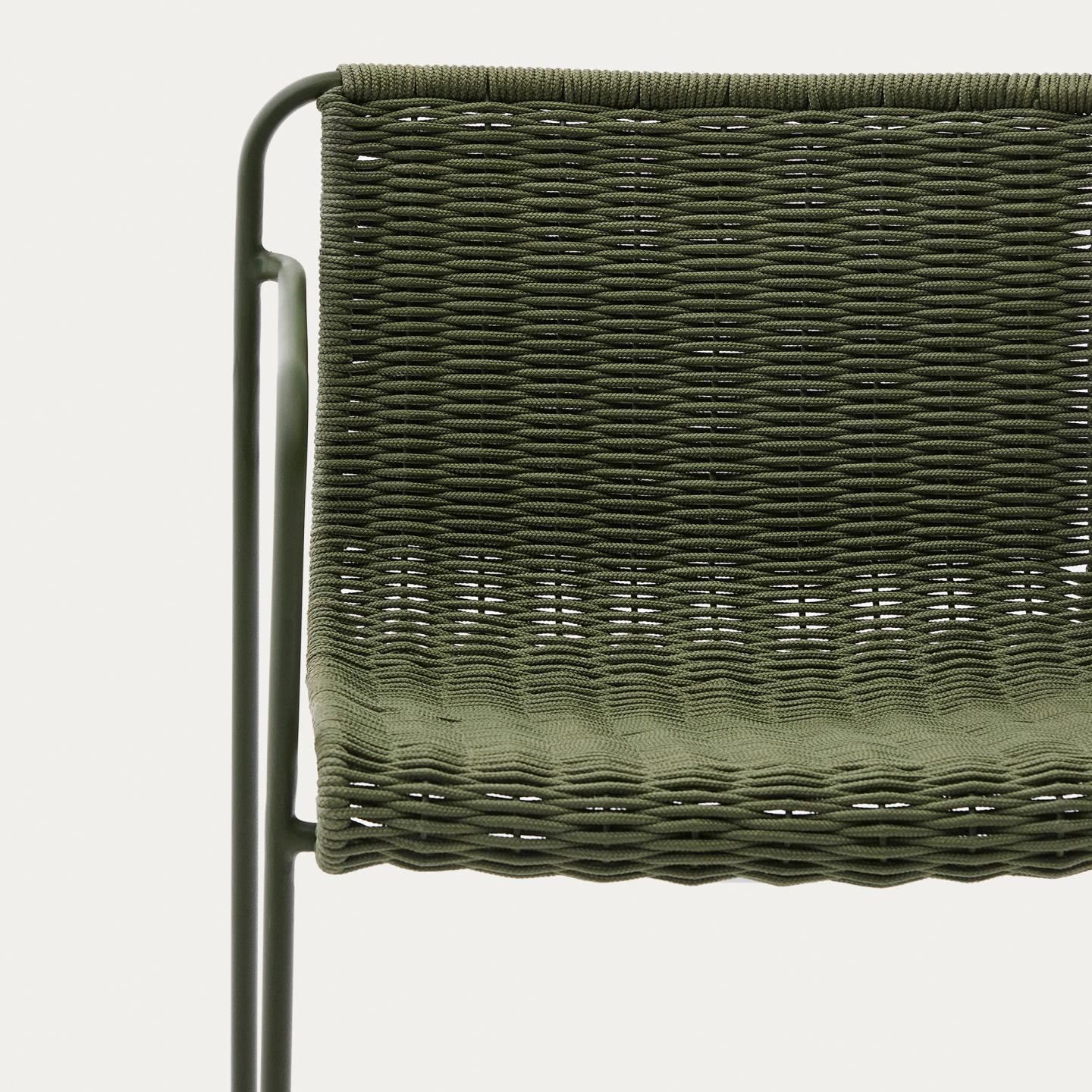 Kave Home Outdoor Barkruk 'Maurina' Touw en staal, kleur Groen (zithoogte 65cm)