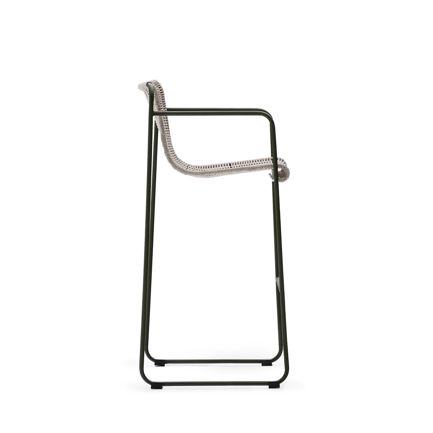 Kave Home Outdoor Barkruk 'Maurina' Touw en staal, kleur Grijs (zithoogte 75cm)