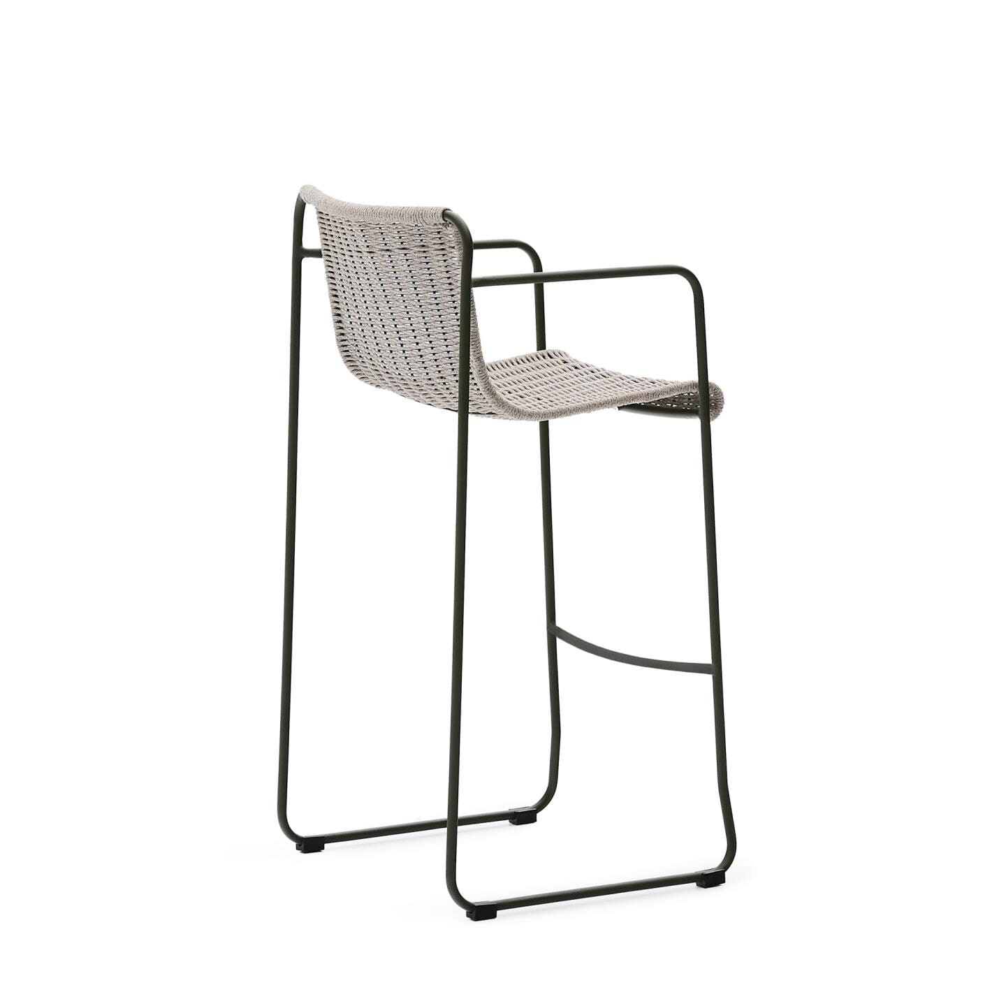 Kave Home Outdoor Barkruk 'Maurina' Touw en staal, kleur Grijs (zithoogte 75cm)