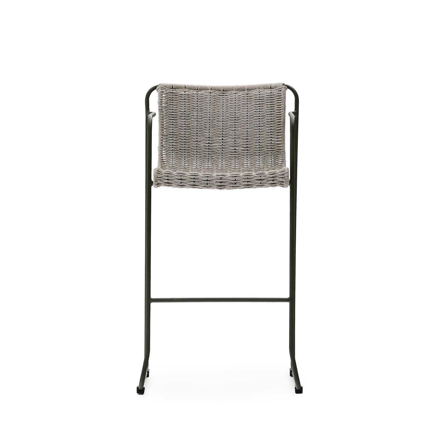Kave Home Outdoor Barkruk 'Maurina' Touw en staal, kleur Grijs (zithoogte 75cm)