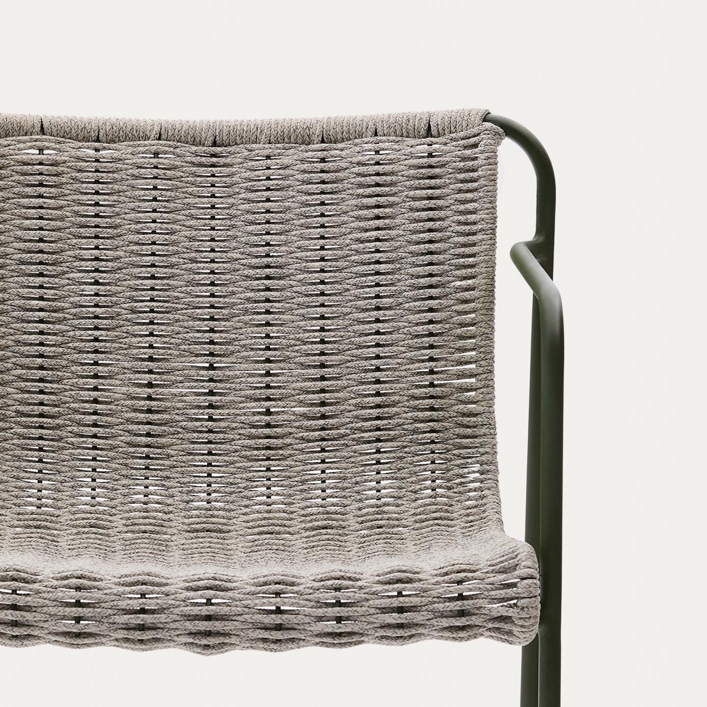 Kave Home Outdoor Barkruk 'Maurina' Touw en staal, kleur Grijs (zithoogte 75cm)