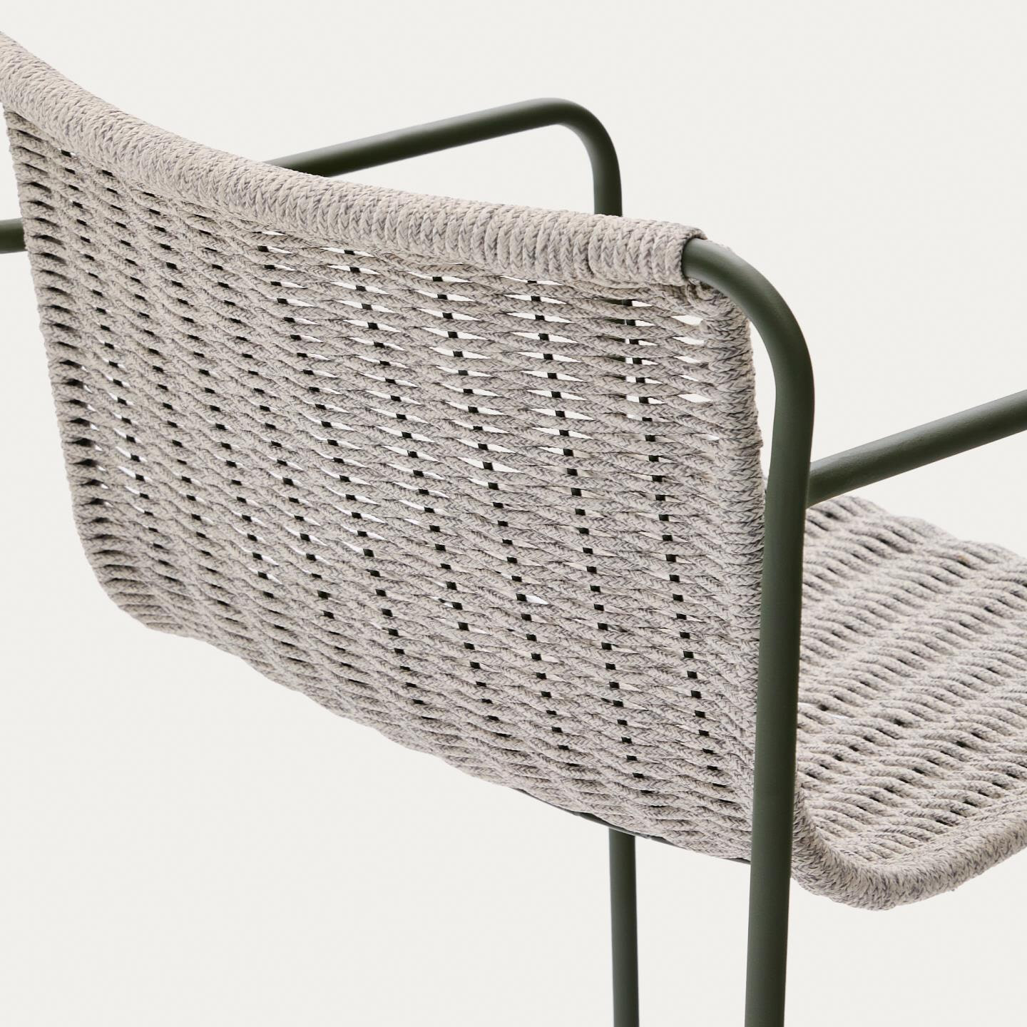 Kave Home Outdoor Barkruk 'Maurina' Touw en staal, kleur Grijs (zithoogte 75cm)
