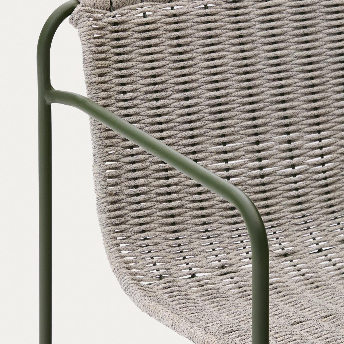 Kave Home Outdoor Barkruk 'Maurina' Touw en staal, kleur Grijs (zithoogte 75cm)